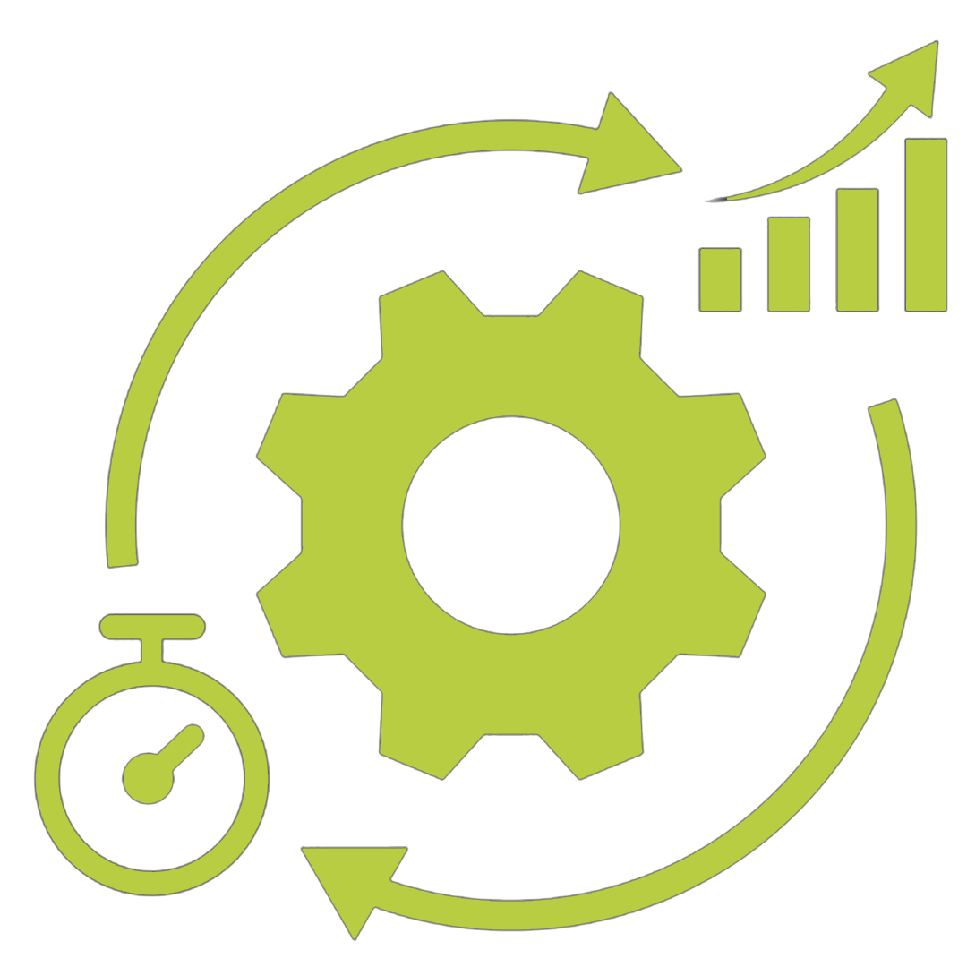 Improve Efficiency. Dashboard presents efficiency metrics as defined by the customer, which could include weight, time, or number of objects.  